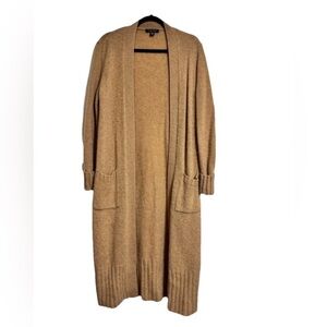 Saks Fifth Avenue Long Open-Front Camel Cashmere Cardigan XS